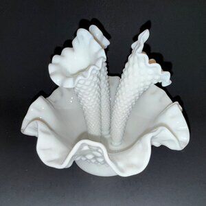 Four piece milk glass centerpiece
